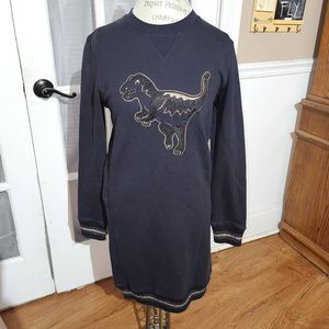 Coach Womens Black Text Dinosaur Sweatshirt Dress Small